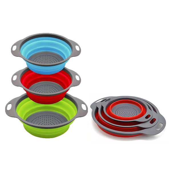 3-pakk - Taittuvat siivilät / Valutusastiat - 3 kokoa Multicolor multifärg