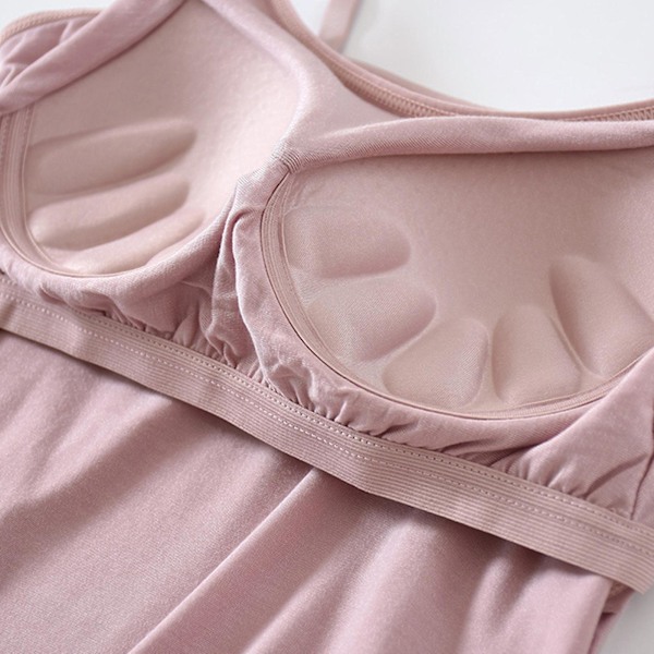 Damelast med indbygget BH Justerbare Spaghetti Rem Tank Top til Kvinder Formel Daglig Fest Bal Pink Pink M