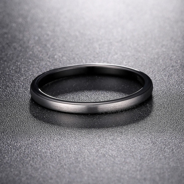 Nuncad 2mm Innerring Elektrisk Svart Yttre Borstad Tungsten Carbide Ring Män Kvinnor Förlovningssmycken Storlek 5-10 6