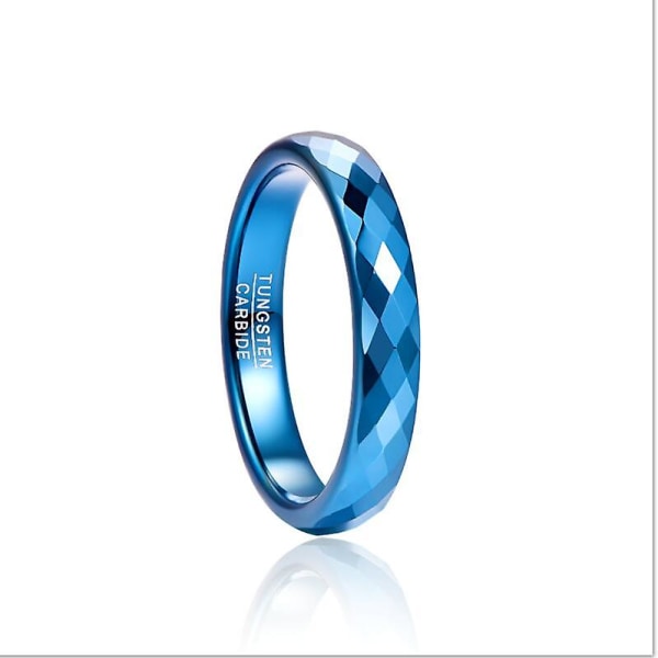 Nuncad 4mm Tungsten Carbide Ring Blå polerad Finish Rombic Cut Bröllopsring Comfort Fit Ringar Smycken 6