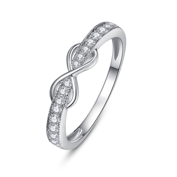 Dam 3,5 mm oändlig design ring 925 silver vigselring stenläggning Vit Cz Zircon Crystal Smycken 5a Cubic Zirconia silver 5