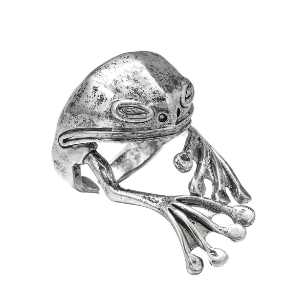 Frog-shaped Ring Vivid Animal Figure Open Ring Alloy Finger Jewelry Adjustable Retro Style Default