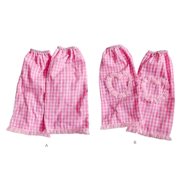 Kvinner Punk Lolita Leg Warmers Rosa Plaid Ruffles Blonder Heart Foot Cover Sokker Pink 2