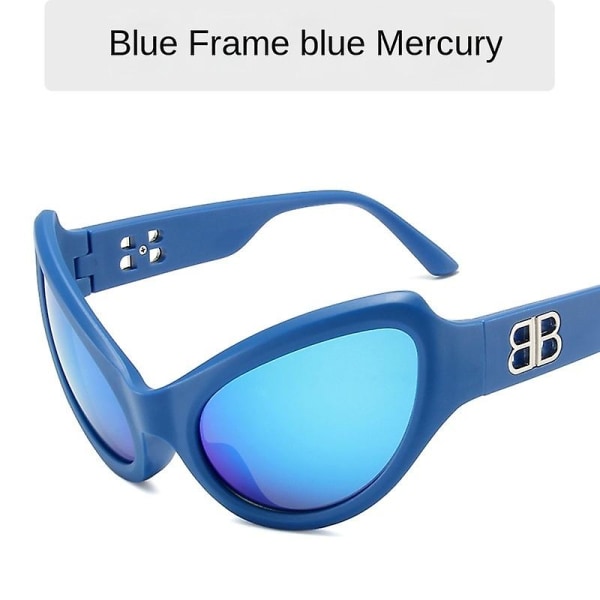 Teknologi Sense Cat Eye Cool Chic Street Shooting Retro Briller Party European American Hot Girls S Blue Frame blue Mercury