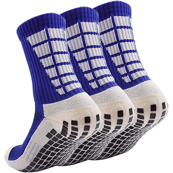 3 par halkfria sjukhusstrumpor, halkfria, halkfria sjukhusstrumpor med grepp för vuxna män kvinnor äldre 3 Pairs Blue