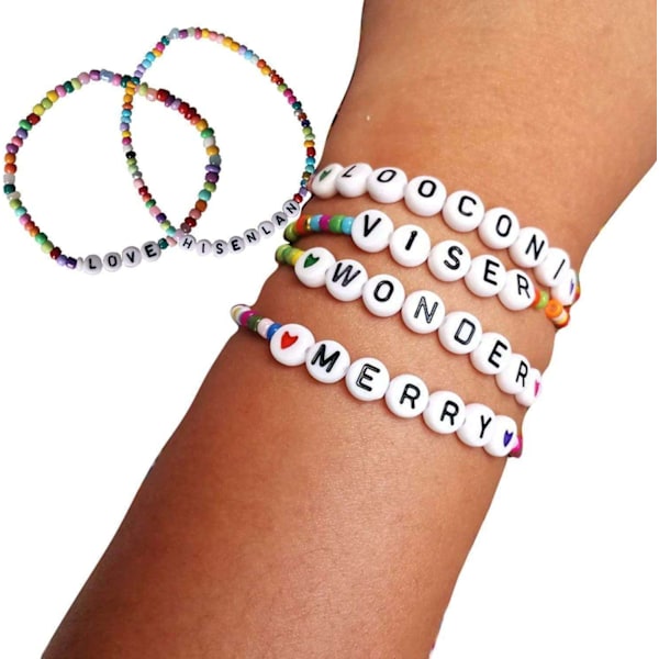DIY - Pärllåda - Bokstavspärlor - 1400st + Elastisk tråd Multicolor multifärg
