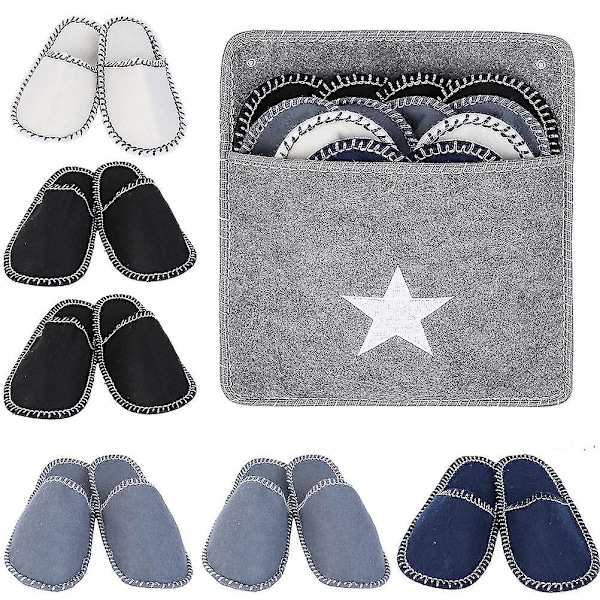 6 par fleece-toffler Bærbare Vaskbare Engangs-antislip Toffler for Familie Spa Gjest Hotell Reise