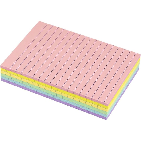 Fodrade självhäftande lappar 4X6 i pastellfärgade linjerade post-it-lappar
