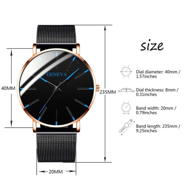 GENEVA Watch Armbandsur Quartz Black&Blue