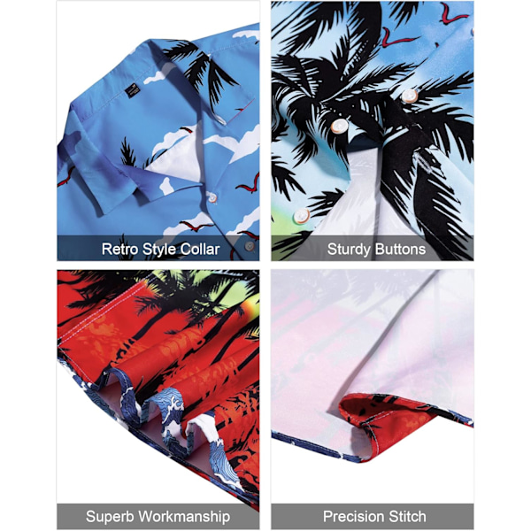 Miesten Havaiji-paita ja shortsit setti Regular Fit lyhythihainen rento funky ranta flamingo paita setti S S Blue Beach