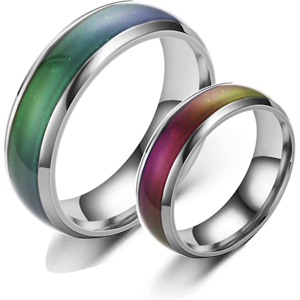 Mood Ringe Til Voksne & Børn - 2 Stk Mood Ringe Til Mænd & Kvinder Skift farve Ringe - Drenge & Pige Mood Ring Rustfrit stål Bånd Mood smykker Size9 - Size10