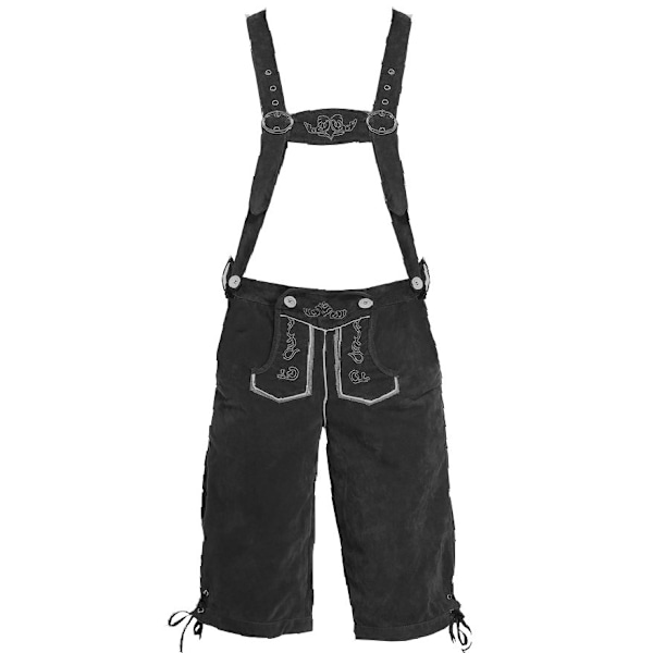 Läderbyxor för män - Äkta läder Tyska läderbyxor för män Oktoberfestkläder Black L