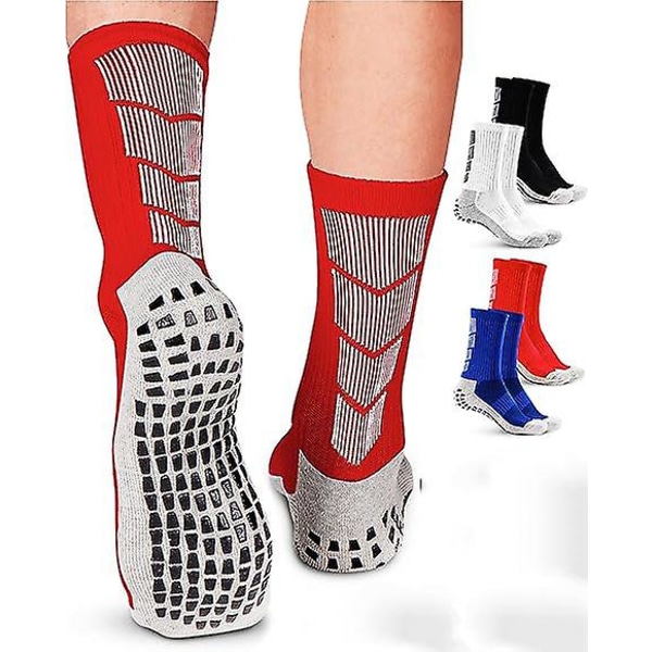 Non Slip Soccer Socks Mens | 4 Pairs | Non Skid Grip | Football Basketball Sport Eur Size 39 - 45 4 colors