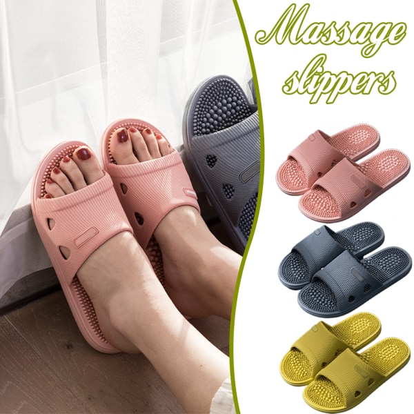 Unisex fodmassage Tøfler Akupressur Massage Tøfler Shiatsu Bue Smertelindring Skridsikre massagesko til mænd kvinder Mørkegrå Dark Gray 42-43