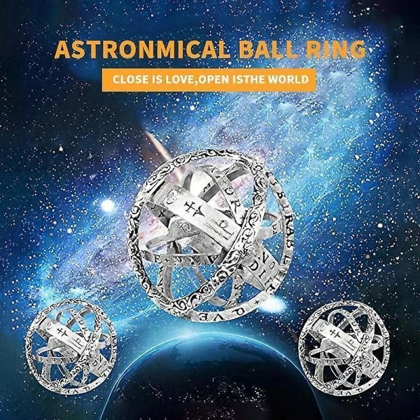 Astronomisk ringslutande är kärleksöppning är världspresenten för parälskare Silver 9 Ring