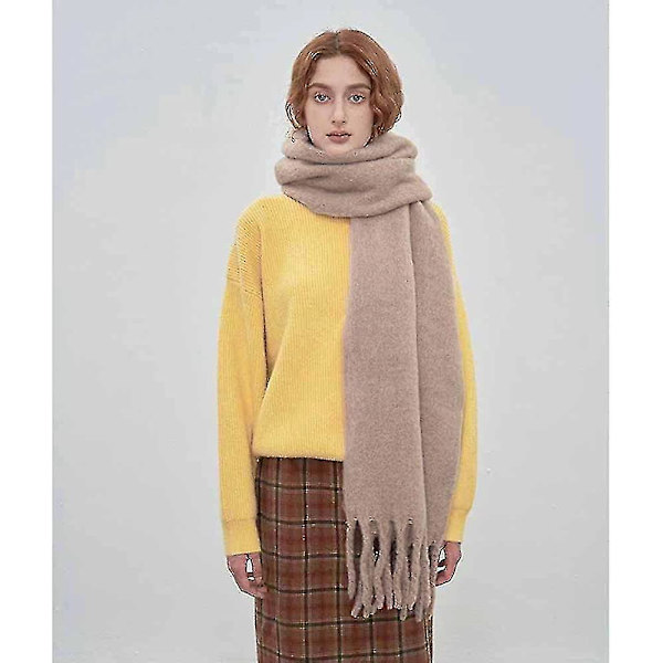 Stor Chunky Scarf Färgglad Cashmere Feel Överdimensionerade halsdukar Filt Mjuk Stor Ullsjal Tjock Vinter Varma Kvinnor Caramel