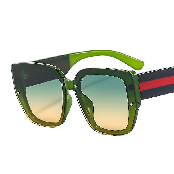 Män Kvinnor Kör Solglasögon Utomhus UV-säker Röda Gröna Stripes Inläggningar Solglasögon Green frame gradually green te