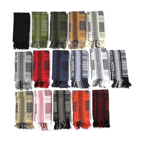 Military Shemagh Tactical Scarf Cotton Keffiyeh Desert Arab Scarf med hodehals H