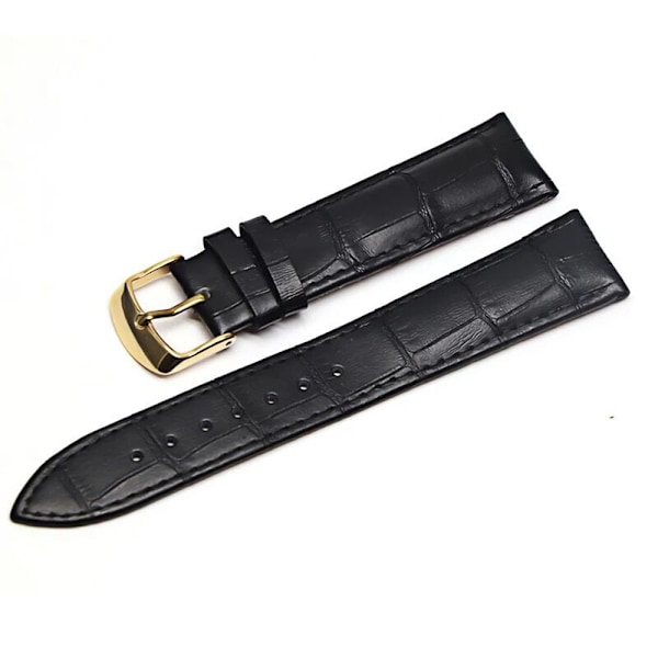 Bekvämt Klockarmband (Läder) i Klassiskt utförande Svart/Guld Svart/Guld 20mm
