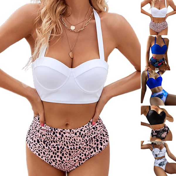 Dam Tvådelad Vintage addräkt Retro each High Waist ikini B B L