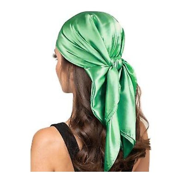 90*90cm Enfärgad Satin Square Scarf Mode Beach Dam Head Wrap Green