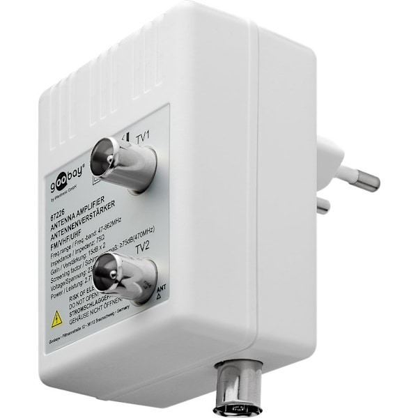 Antenneforsterker for to enheter 15 dB (DVB-T, DVB-T2, DVB-C)