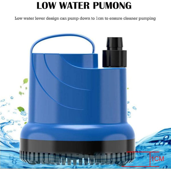 Mini-uppopumppu, upotettava pumppu 1500l/h 20w 230v kellarin tyhjennyspumppu 1,6m nostokorkeus 1,8m kaapeli puutarhaan, akvaarioon, lampiin, suihkulähteeseen