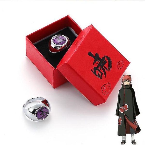 Anime Cosplay Akatsuki Rings With Box Itachi Metal Finger Adult Ninja Props Accessories Gift Pain