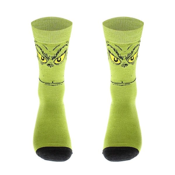 Unisex joulu Grinch Novelty -sukat Xmas Festival Hauskat pohkeen keskisukat aikuisille miehille, naisille F