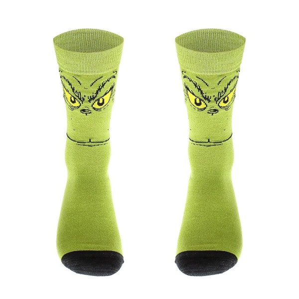 Unisex jul The Grinch Novelty Sokker Xmas Festival Morsomme Mid Calf Sokker For Voksne Menn Kvinner F