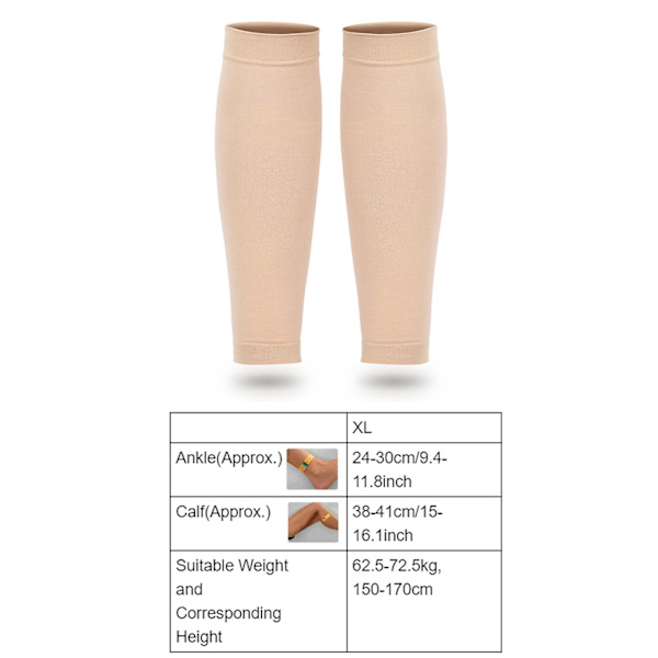 Komprimerade strumpor med tvåstegs elastiska strumpor i åderbråck Kalvslida 1 par strumpor för vandringssporter Beige XL