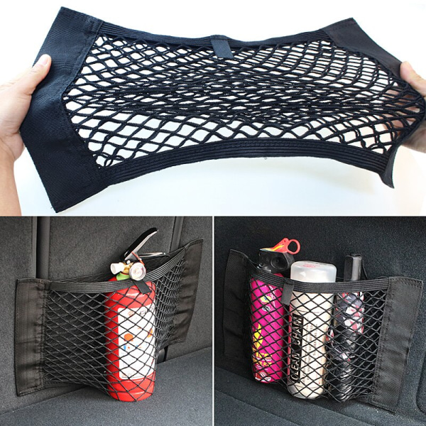 Car Back Bag Trunk Organizer Net Elastic Magic Sticker