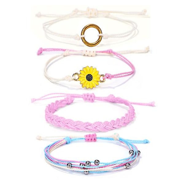 Solsikkerep Armbånd Håndflettet Rep Boho Surf Armbånd For Tenåringsjenter