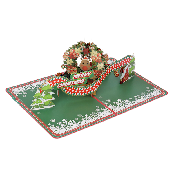 Håndlavet 3D julekrans lykønskningskort med kuvert, perfekt til julehilsner