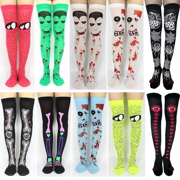 Over Knee Socks Festival Strumpor Halloween Party Y Strumpor Black3