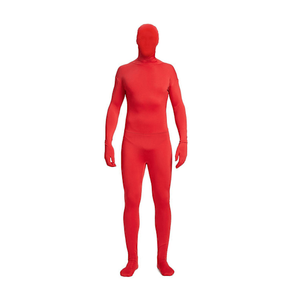 Festkostume Invisible Morph Suit Voksen Herre Dame Fuld Rød Red 180CM