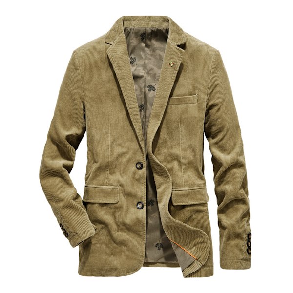 Vintage blazer til afslappet fløjlsdragt til mænd khaki khaki 3XL