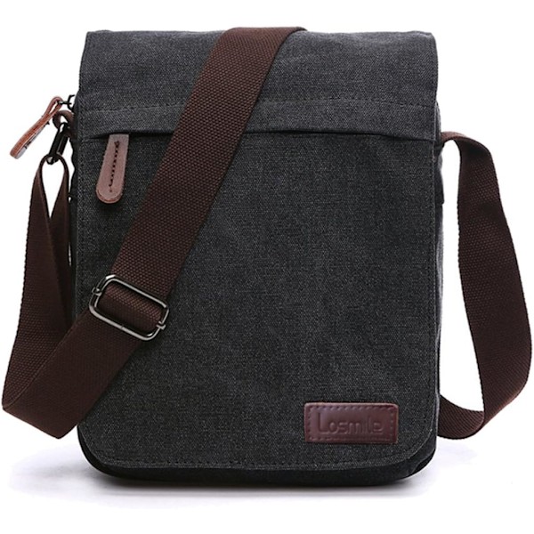 Herr axelväska, canvas crossbody väska, 13,3 tum laptop väska
