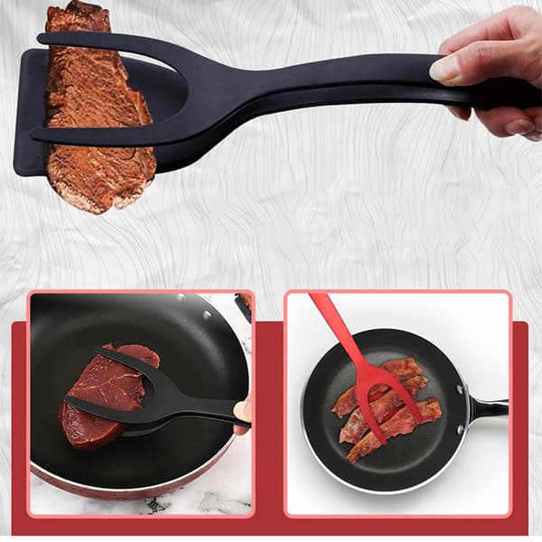 2 st Nonstick stekt äggspatel,2 i 1 stekt äggspatel nonstick äggspatel silikonspatel matlagning till Grey