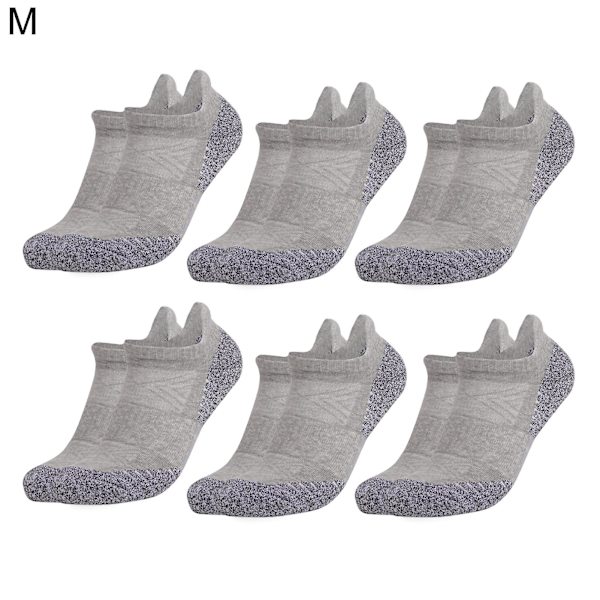 6 par atletiska strumpor Andas svettabsorberande Bomull vadderade Andningsbara lågskurna strumpor Kompatibla Sport City Light Gray M