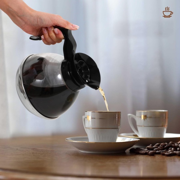 1.2QT kaffekanna, yhteensopiva kaffemaskin elektrisk spis, pip med handtag, BPA-fri