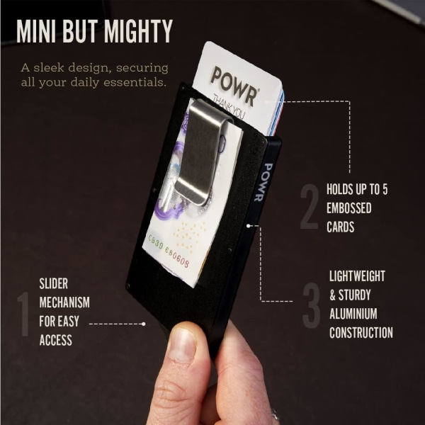 POWR Korthållare, Plånbok, RFID-blockerande korthållare, smal plånbok och kontaktlöst kreditkortsskydd svart