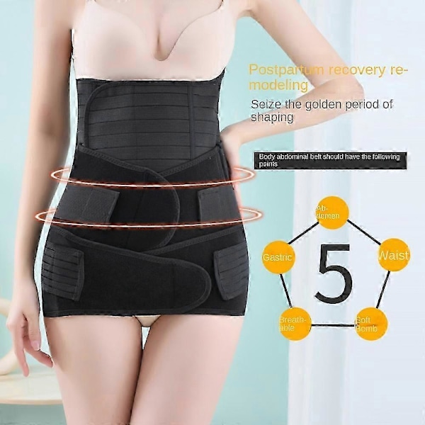 3 i 1 Postpartum Mave Støtte Recovery Abdomen/Talje/Bækkenbælte C-sektion Postpartum Mave Wrap Korset Taljetræner skin color three-piece set