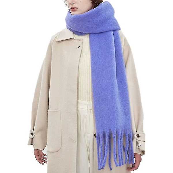 Stort tykt skjerf Fargerikt Cashmere Feel Oversized skjerf Teppe Mykt Stort ullsjal Tykt Vinter Varme Kvinner Purple