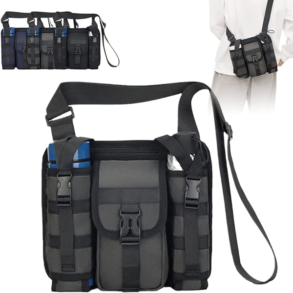 Utendørs reiseveske for middelaldrende og eldre, Tactical Messenger Bag, Fritidssport utendørs skulderveske for menn Grey