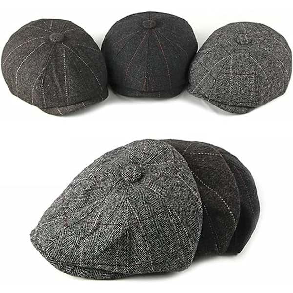 Newsboy Cap Justerbar Herringbone Baker Boy Flat Kepsar Skyddsmössa Tyg Cap för män