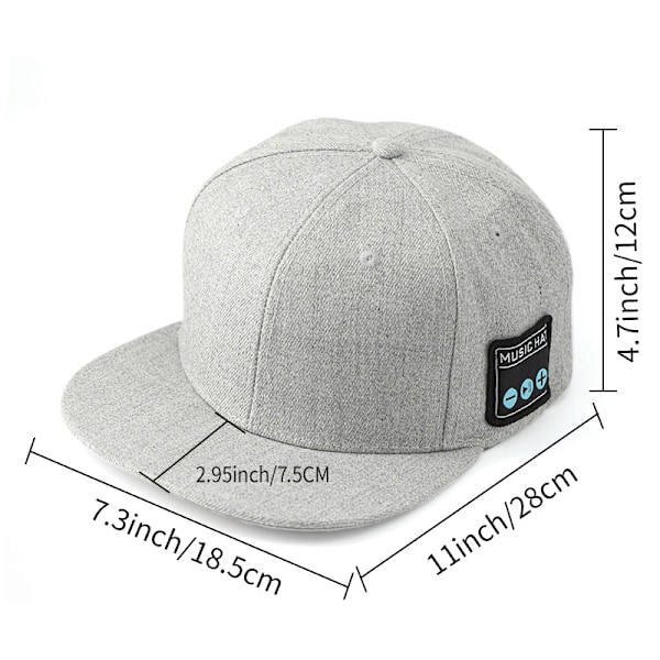 Hatt med Bluetooth-högtalare Justerbar Musikhatt Bluetooth-keps Grey White