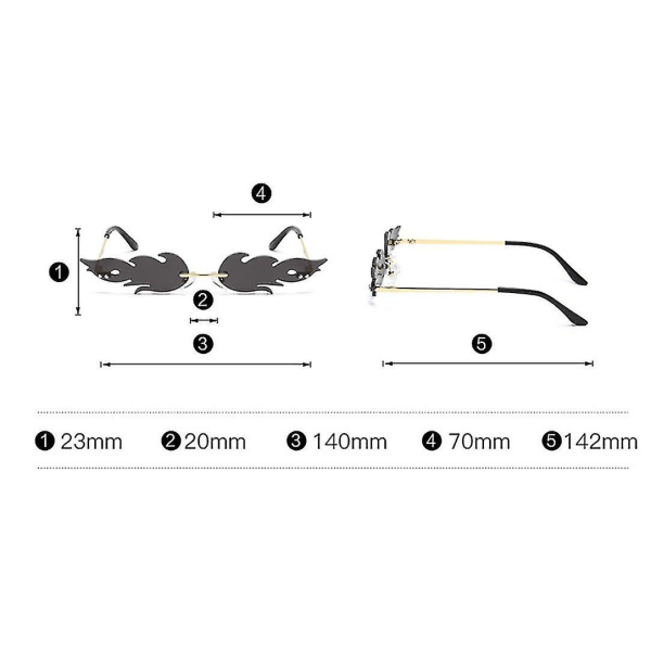 Mote Flame Solbriller Uv400 Fargede Rimless Wave Solbriller For Kvinner Menn silver