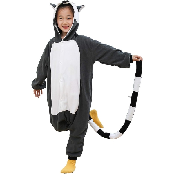 Kids Animal Onesie Cosplay Halloween Costume Grey Lemur 8 Years