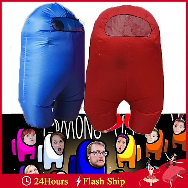 Halloween Uppblåsbar Among Us Dräkt För Barn Vuxna Blow Up Suit Rolig Cosplay Astronaut Disfraz Gonflable Sus Crewmate Present A Yz Yellow Yellow Adult 155 to 195cm
